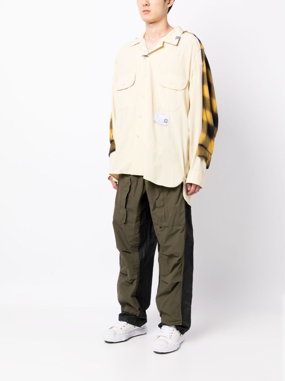 Shop Miharayasuhiro Back Covered Cotton Shirt In Gelb