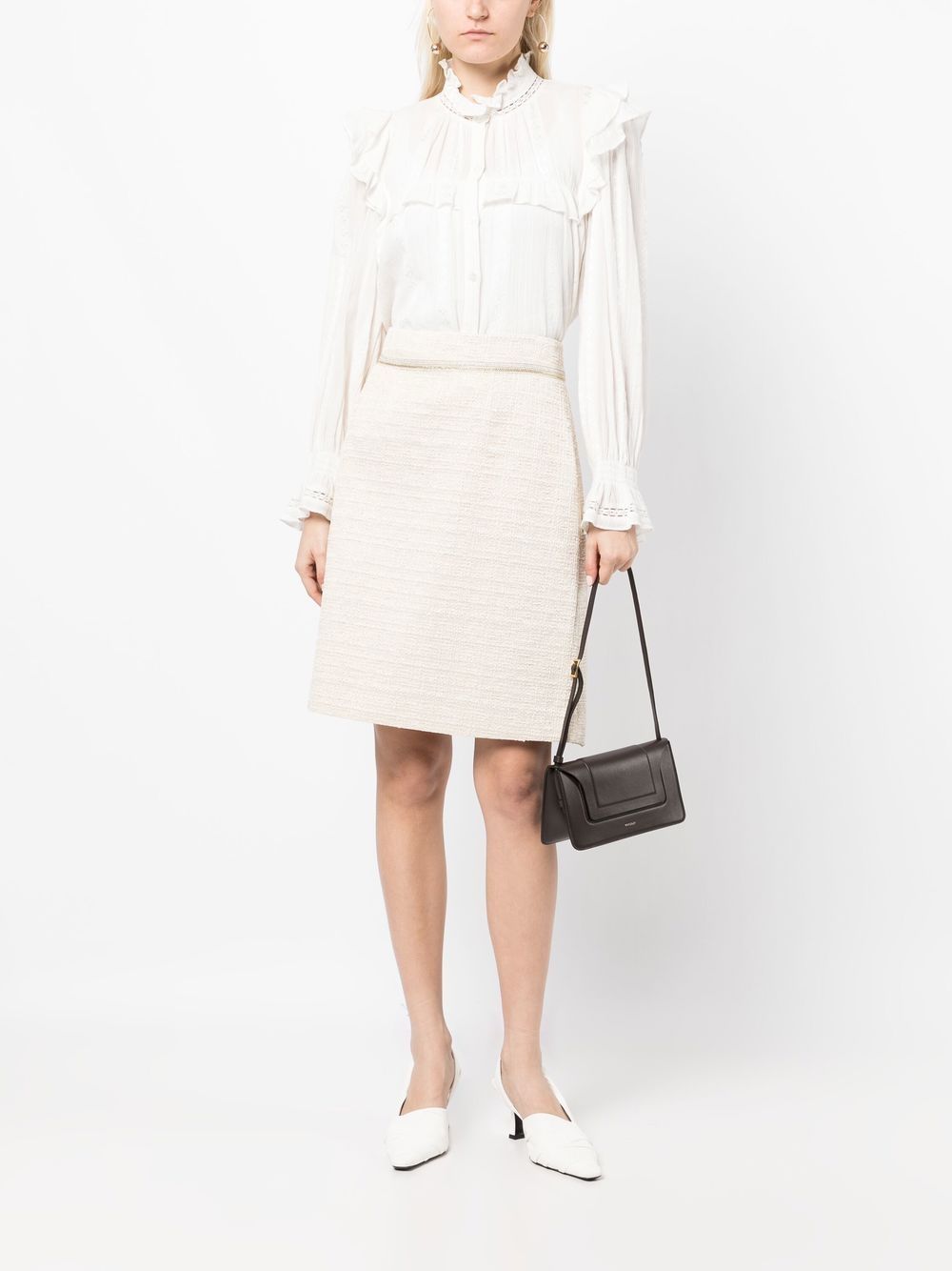 Shop Paule Ka Tweed A-line Skirt In Weiss
