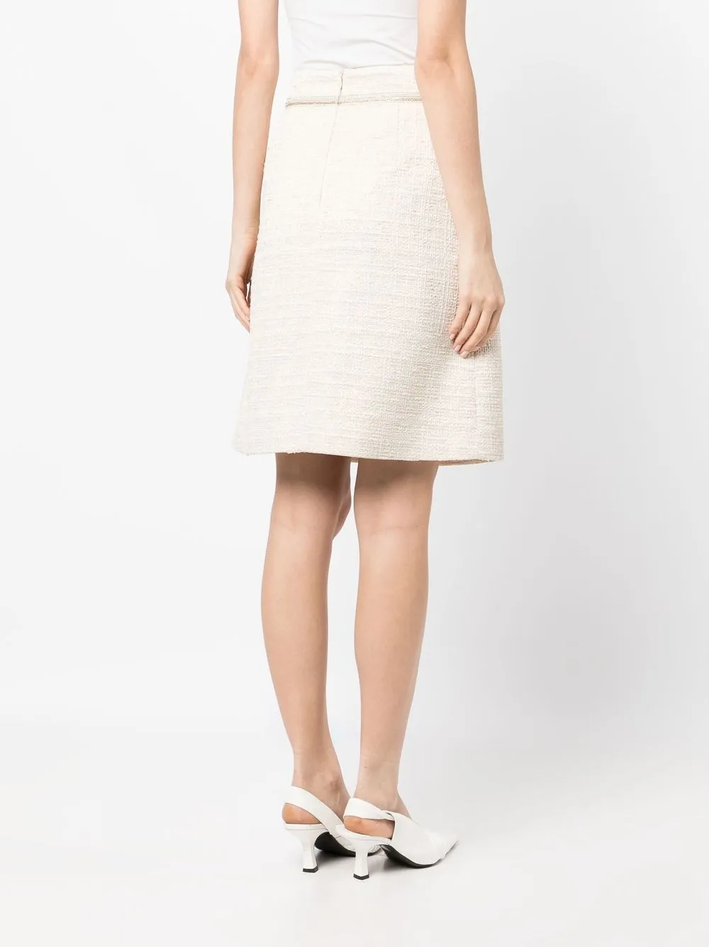 Shop Paule Ka Tweed A-line Skirt In Weiss