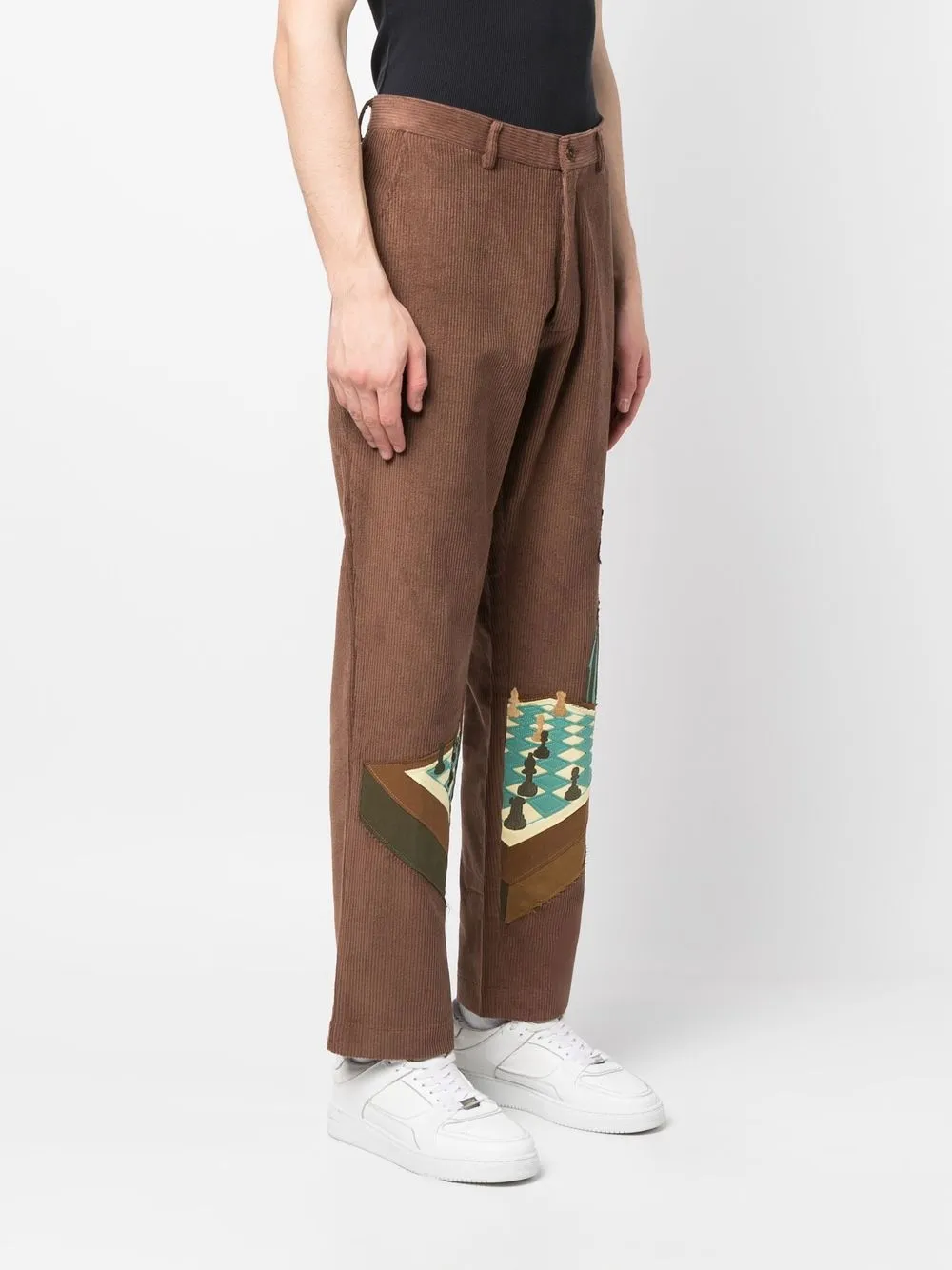 Kidsuper Chess Patchwork Corduroy Trousers In Brown