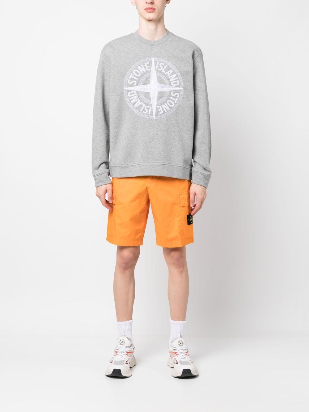 Stone Island Sweater met geborduurd logo - Grijs