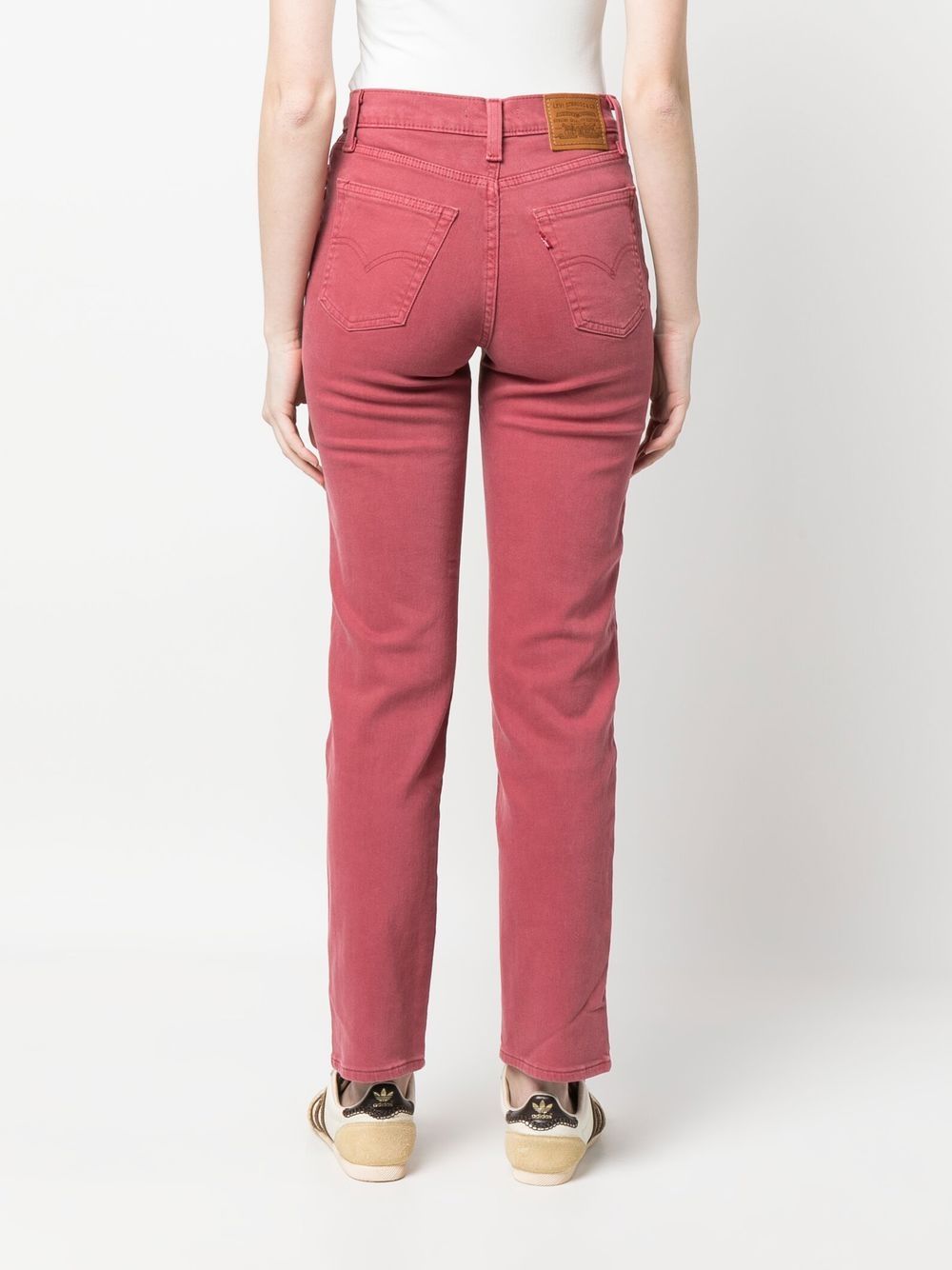 Shop Levi's High-rise 724 Straight-leg Jeans In Red