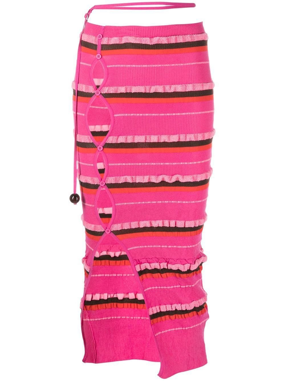 Shop Jacquemus La Jupe Maille Concha Midi Skirt In Pink