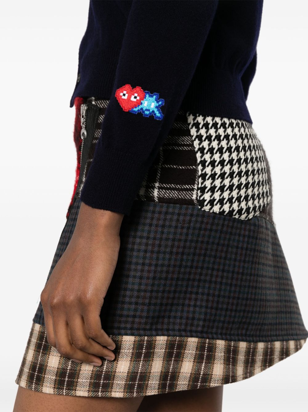 Shop Comme Des Garçons Play X The Artist Invader Pixelated-appliqué Cardigan In Blue