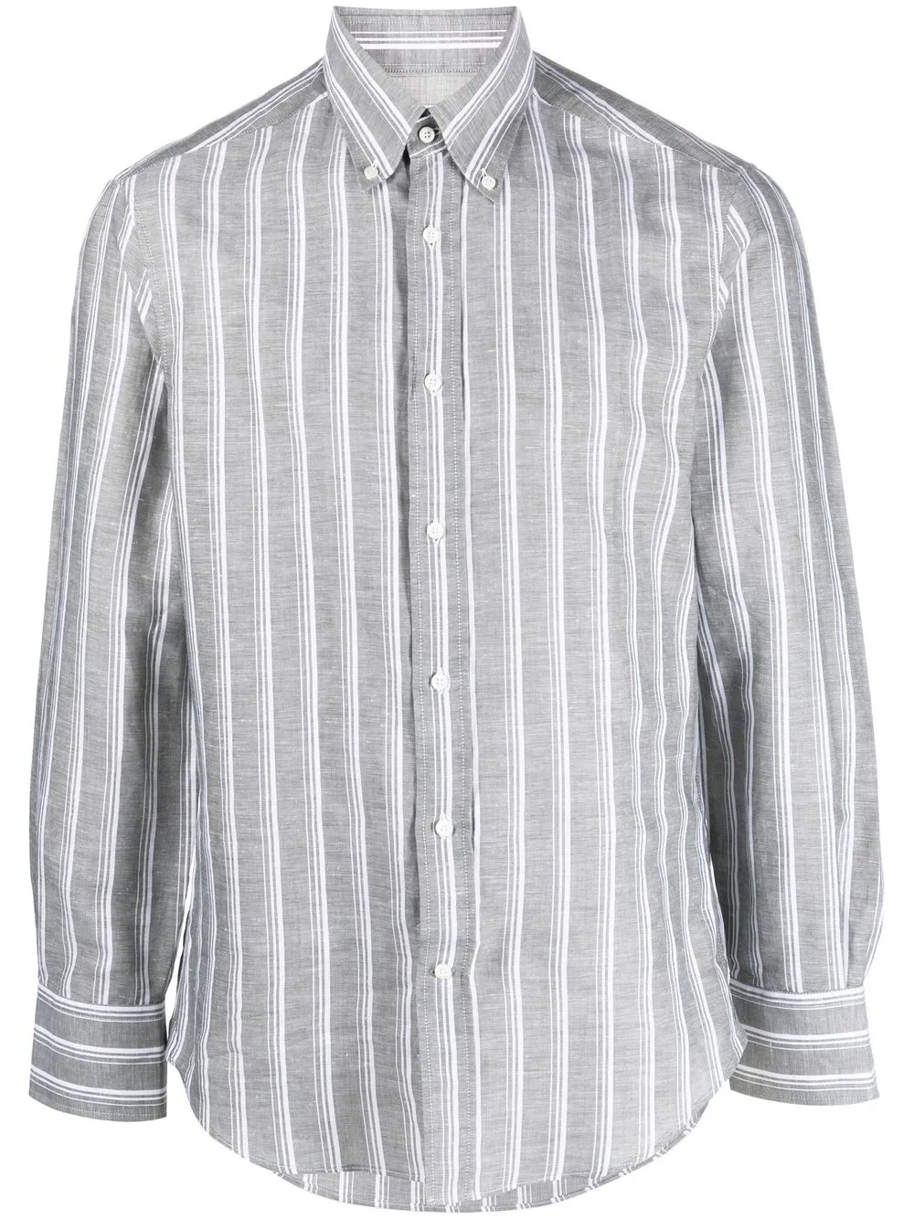 

Brunello Cucinelli camisa con botones y rayas estampadas - Gris