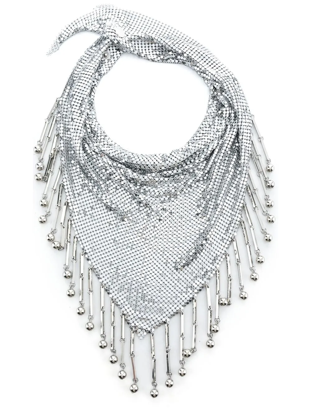 

Paco Rabanne chainmail-effect fringed-edge scarf - Silver