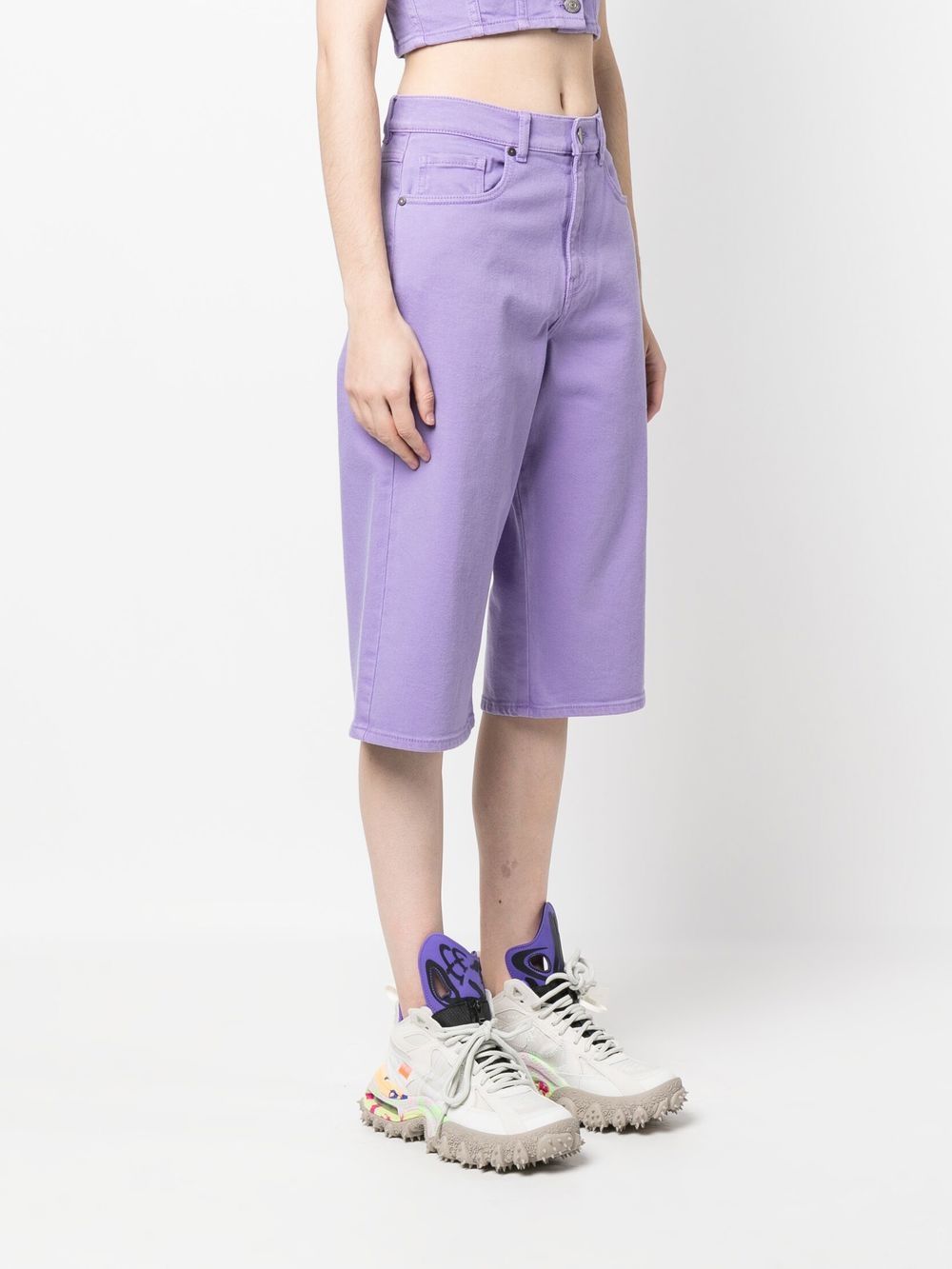 Shop P.a.r.o.s.h Long-length Denim Shorts In Purple