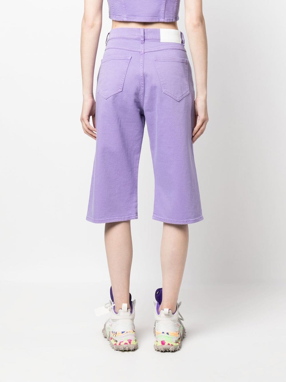 Shop P.a.r.o.s.h Long-length Denim Shorts In Purple