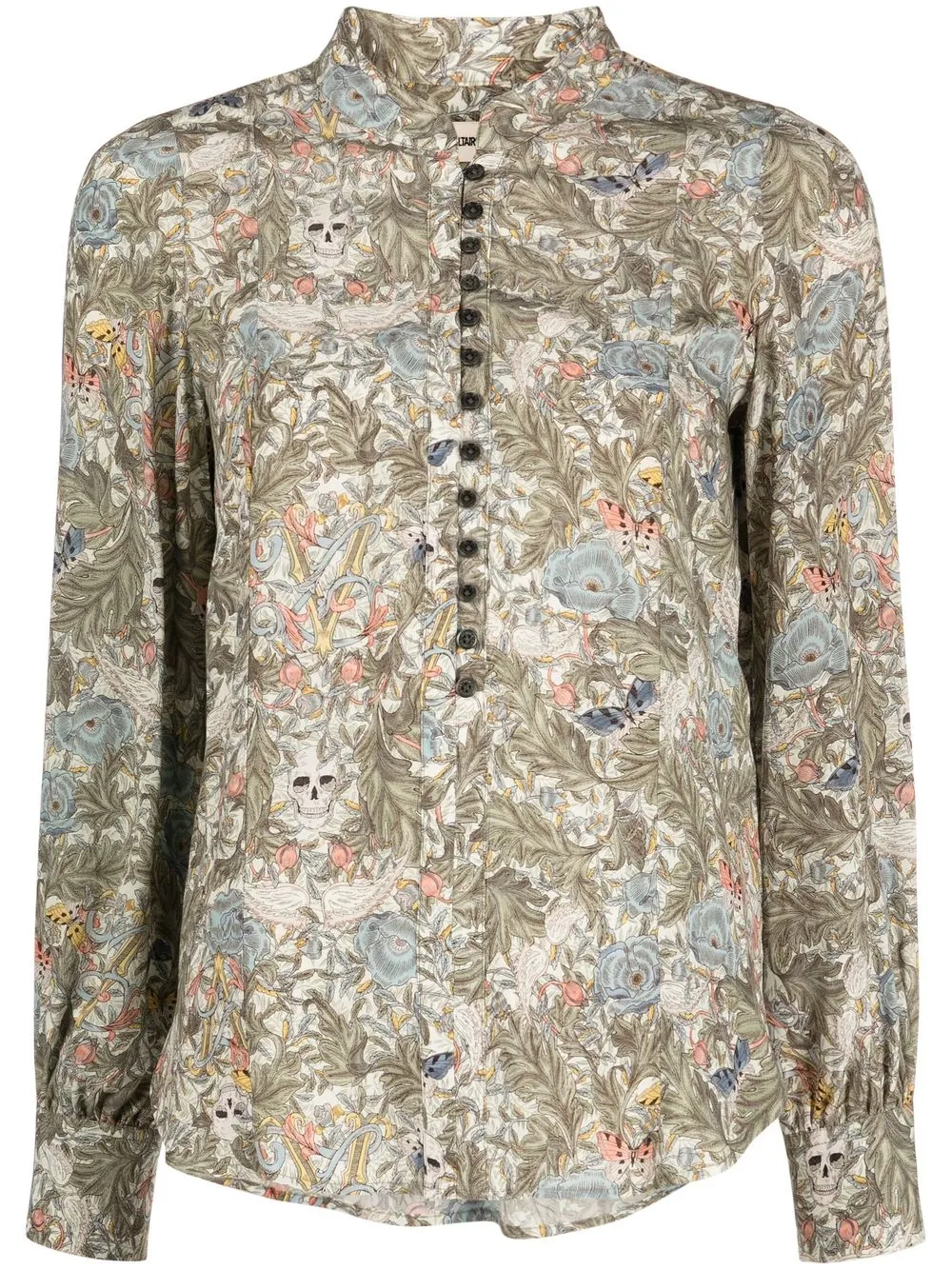 

Zadig&Voltaire collarless floral print shirt - Green