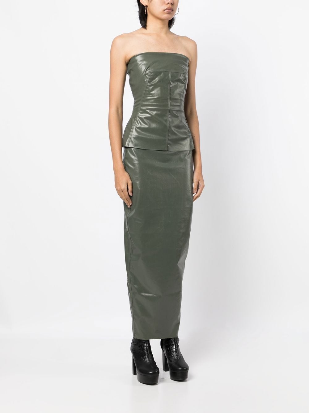 Shop Rick Owens High-waisted Maxi Skirt In Green