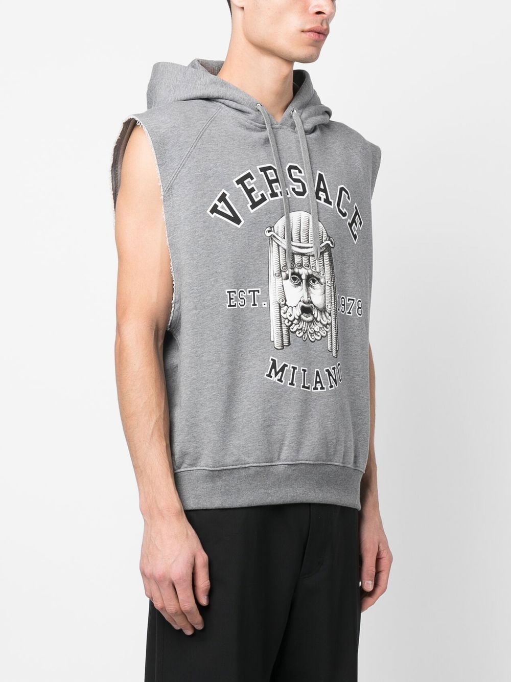 Shop Versace Hooded Tank Top In 灰色