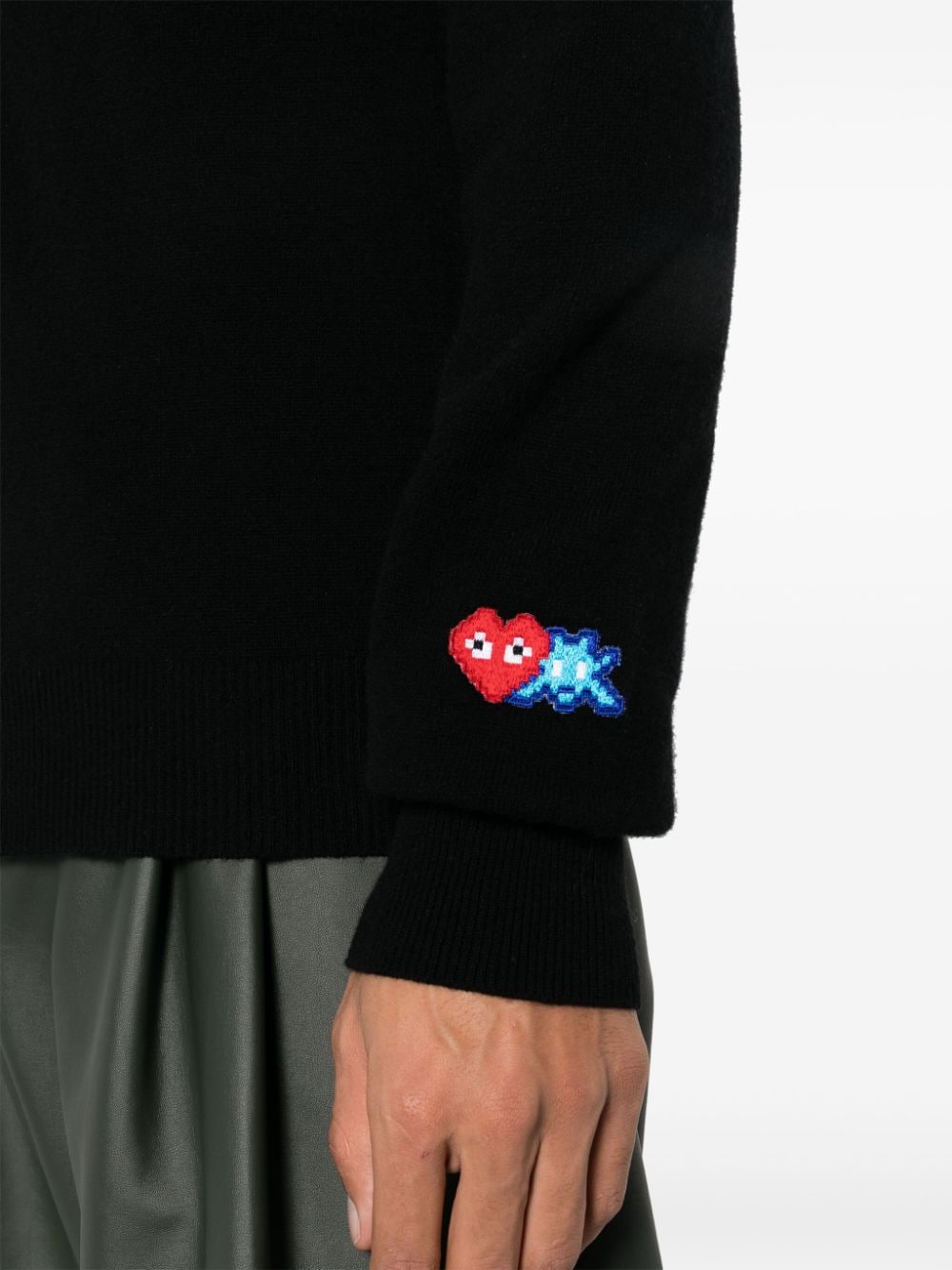 Shop Comme Des Garçons Play X The Artist Invader Wool Cardigan In Black