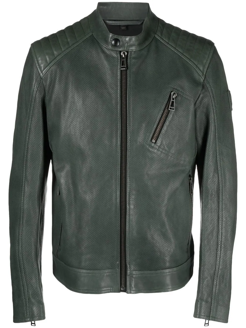 

Belstaff zipped leather biker jacket - Green