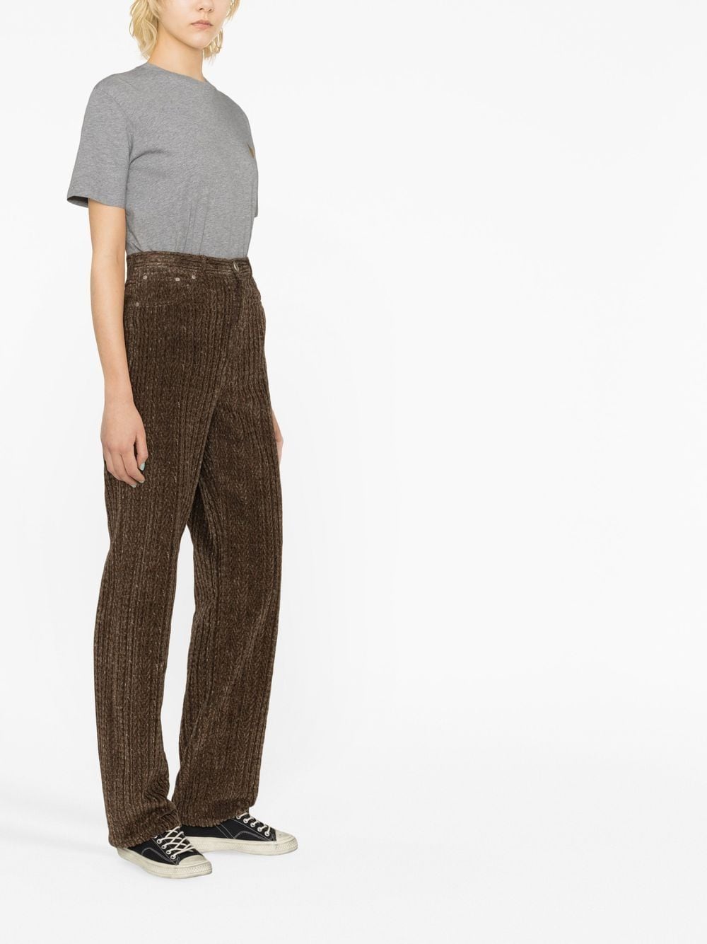 Shop Golden Goose High-waisted Corduroy Trousers In Grau
