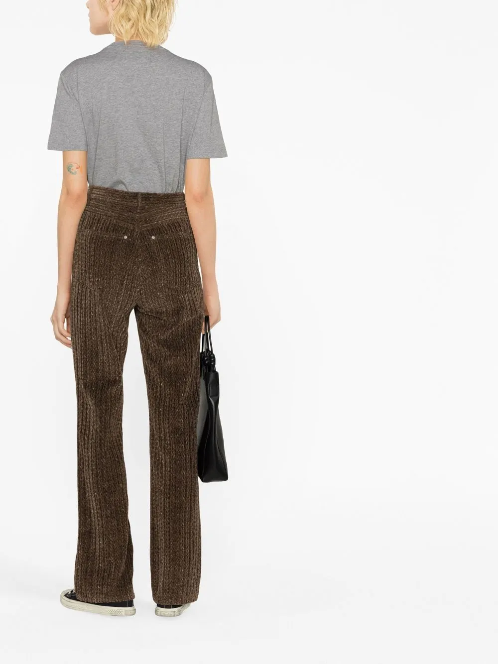 Shop Golden Goose High-waisted Corduroy Trousers In Grau