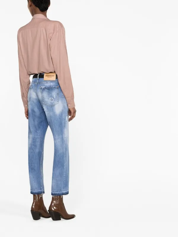 DSQUARED2 Distressed straight-leg Jeans Blue FARFETCH IN