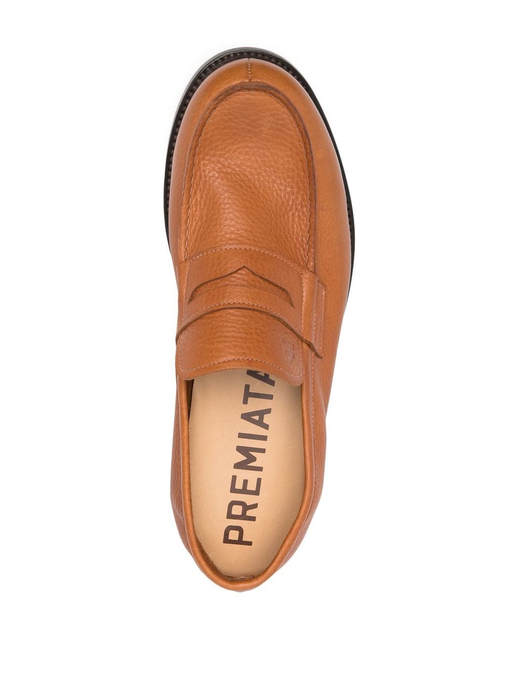 Shop Premiata Round-toe Leather Loafers In Brown