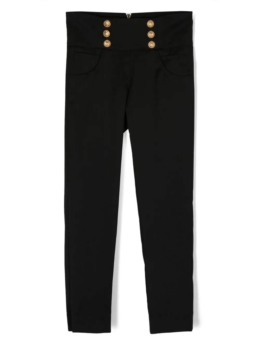 

Balmain Kids embossed-buttons wool trousers - Black