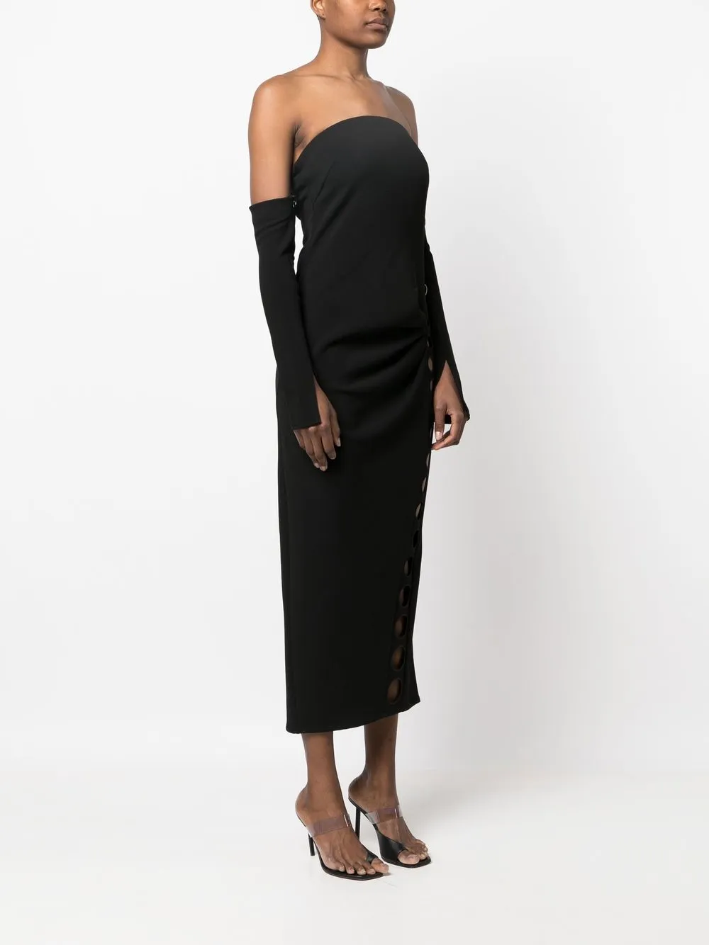 Cult Gaia Capri Off-the-shoulder Long Sleeve Maxi Dress In 黑色