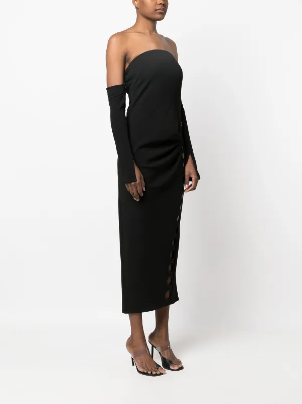 cult gaia off shoulder dress Cult Gaia Simona Off-the-Shoulder Checkered Midi Dress