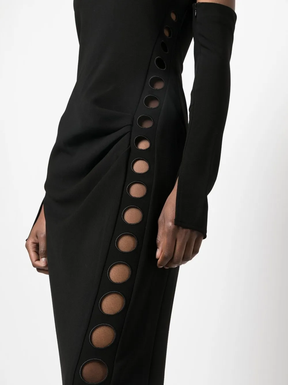 Cult Gaia Capri Off-the-shoulder Long Sleeve Maxi Dress In 黑色