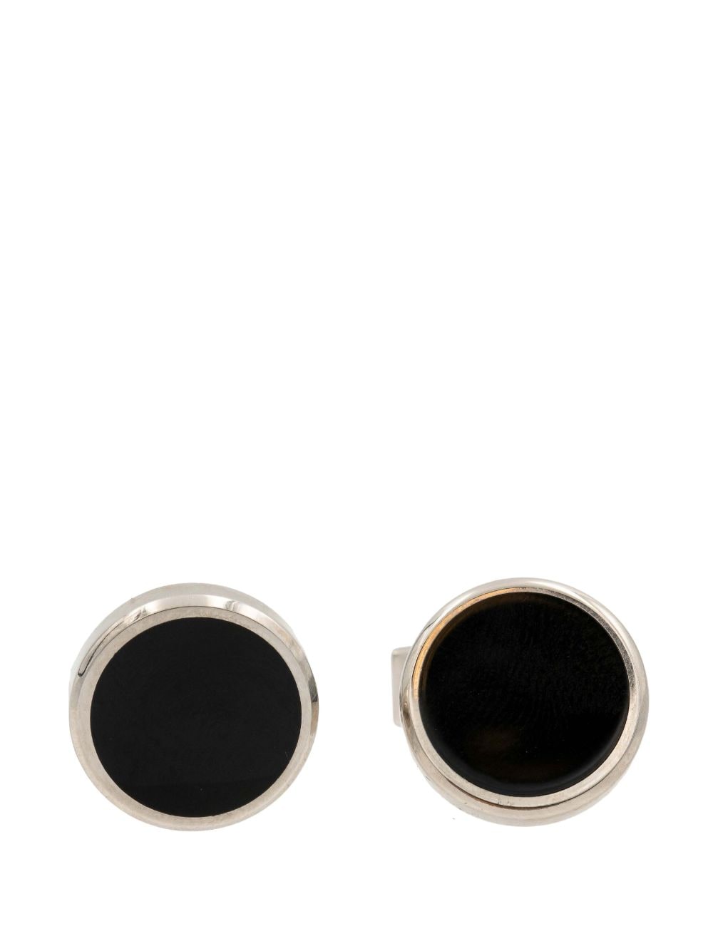 Shop St Dupont Engraved-logo Cufflinks In Schwarz