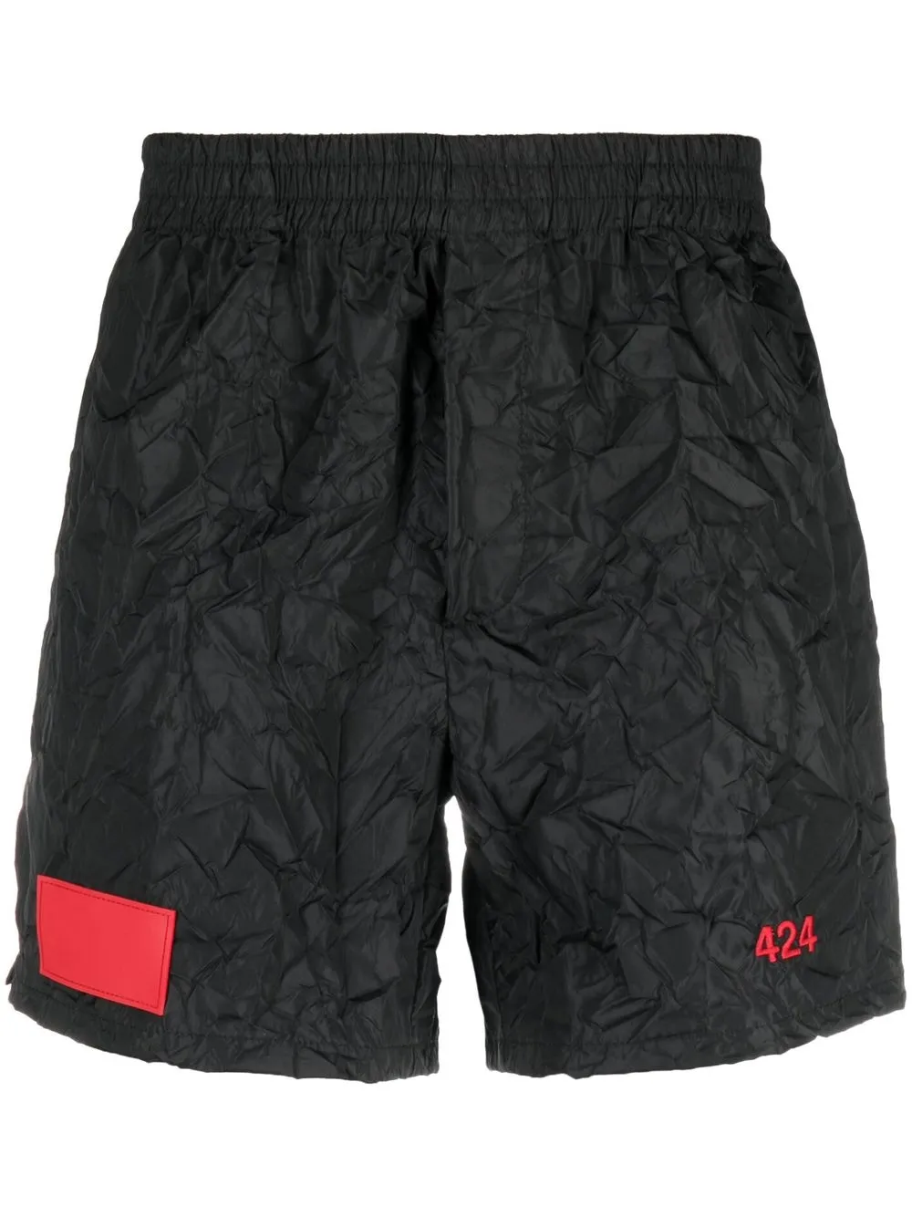 

424 wrinkled-effect track shorts - Black