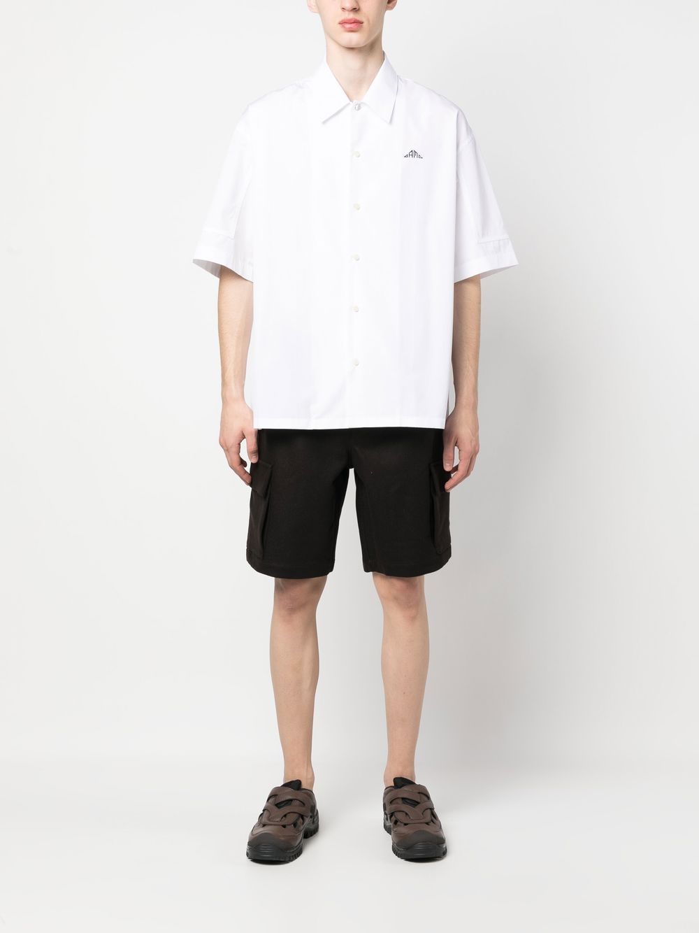Shop Oamc Logo-embroidery Short-sleeved Shirt In 白色