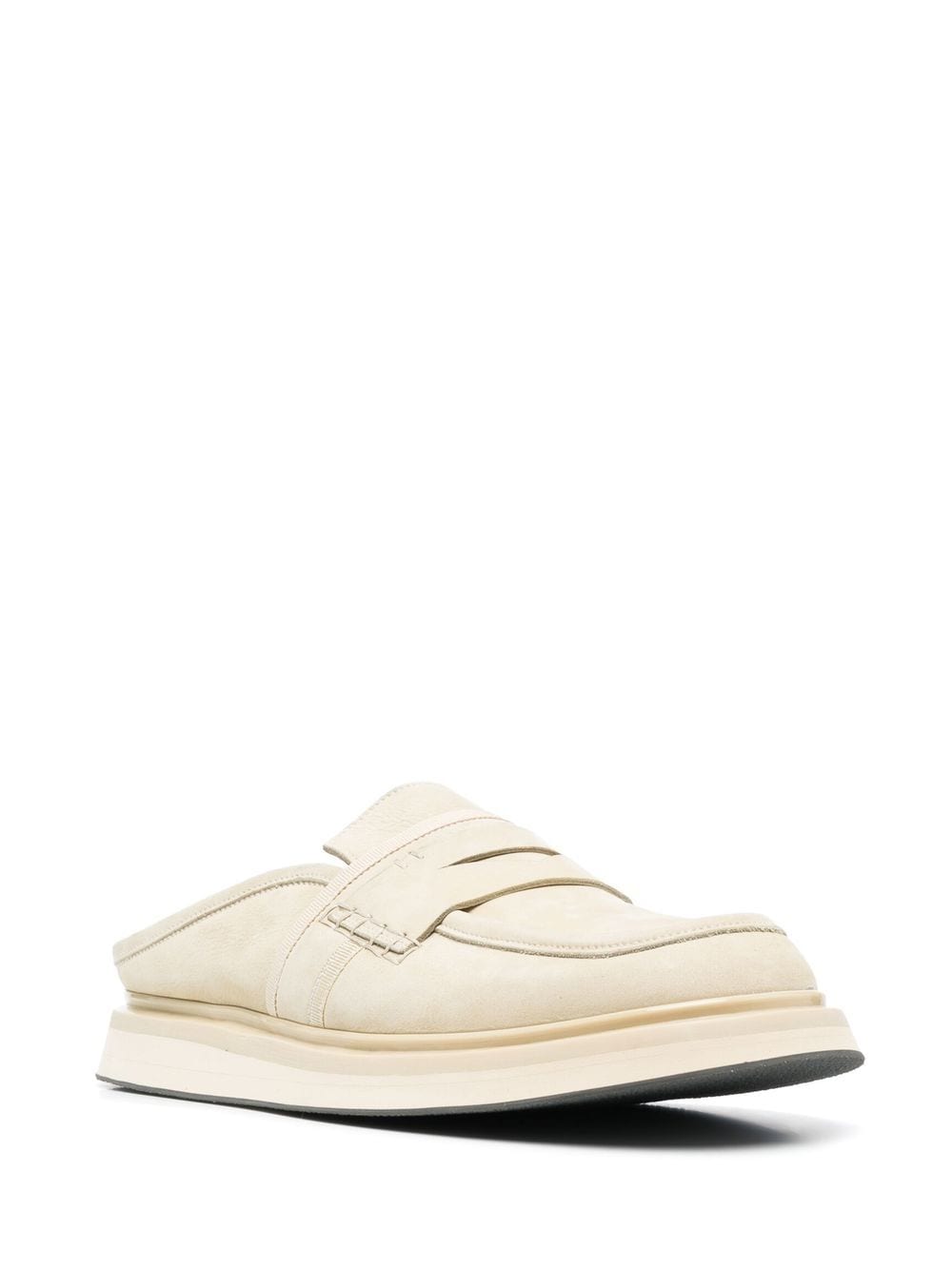 Shop Premiata Leather Loafer Slippers In Neutrals
