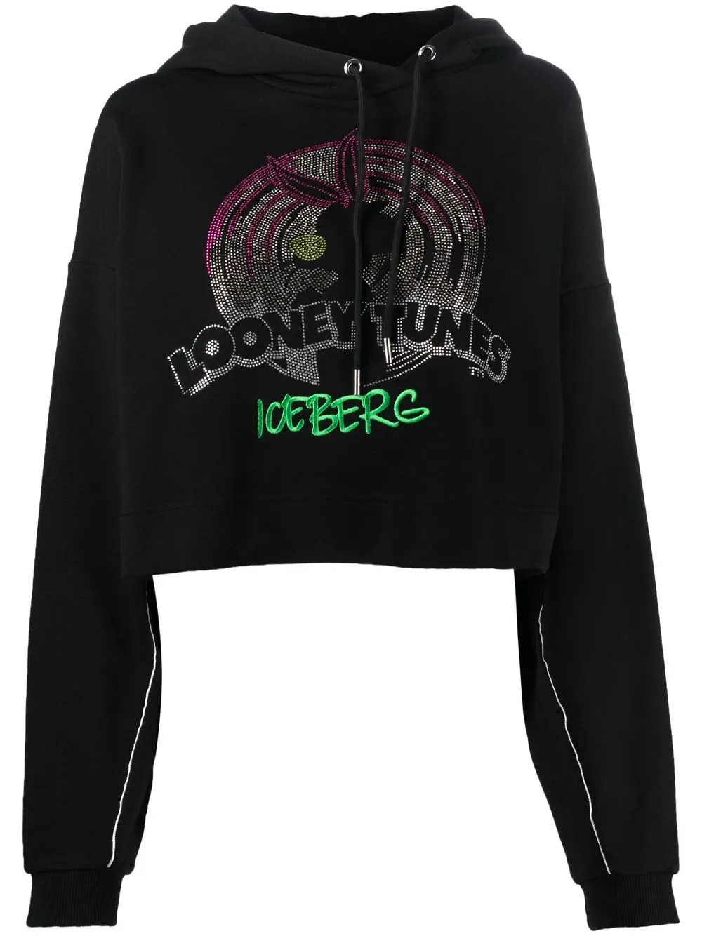 

Iceberg logo-embellishment cropped hoodie - Black