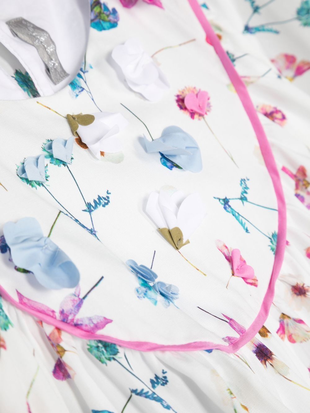 Shop Il Gufo Floral-print Cotton Dress In 白色