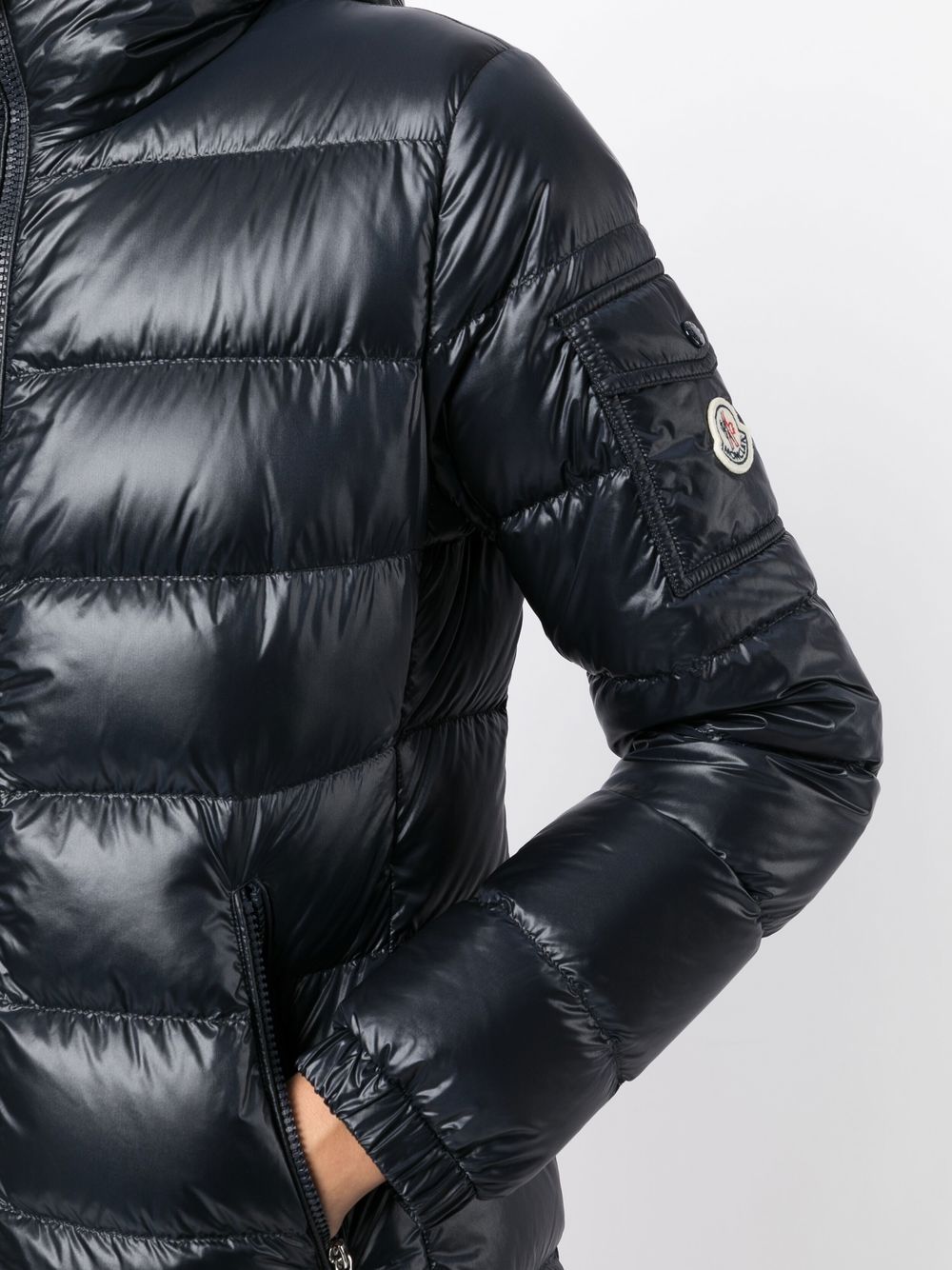 Shop Moncler Glements Hooded Quilted Coat In Blau