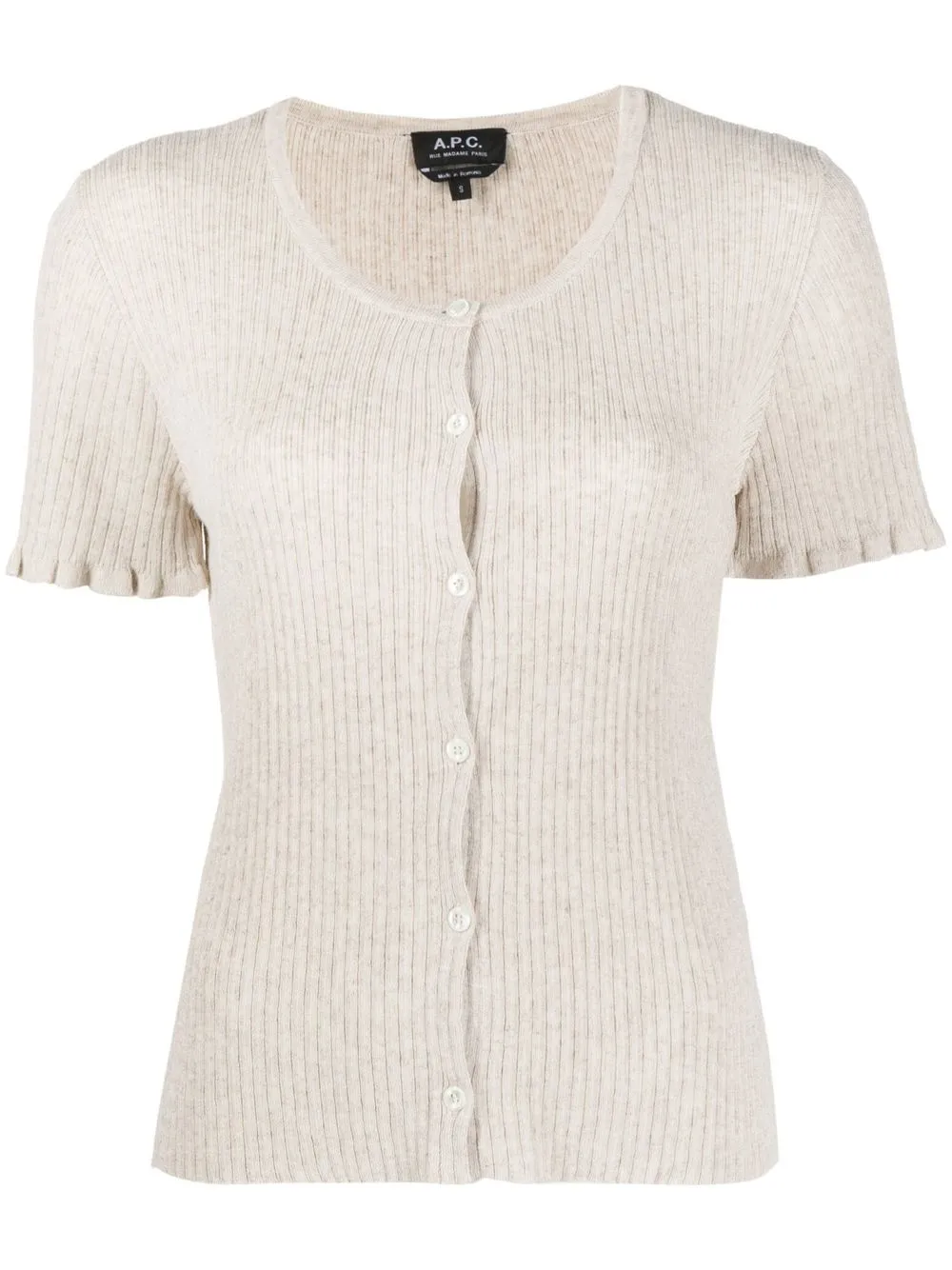 

A.P.C. ribbed-knit button-front top - Neutrals