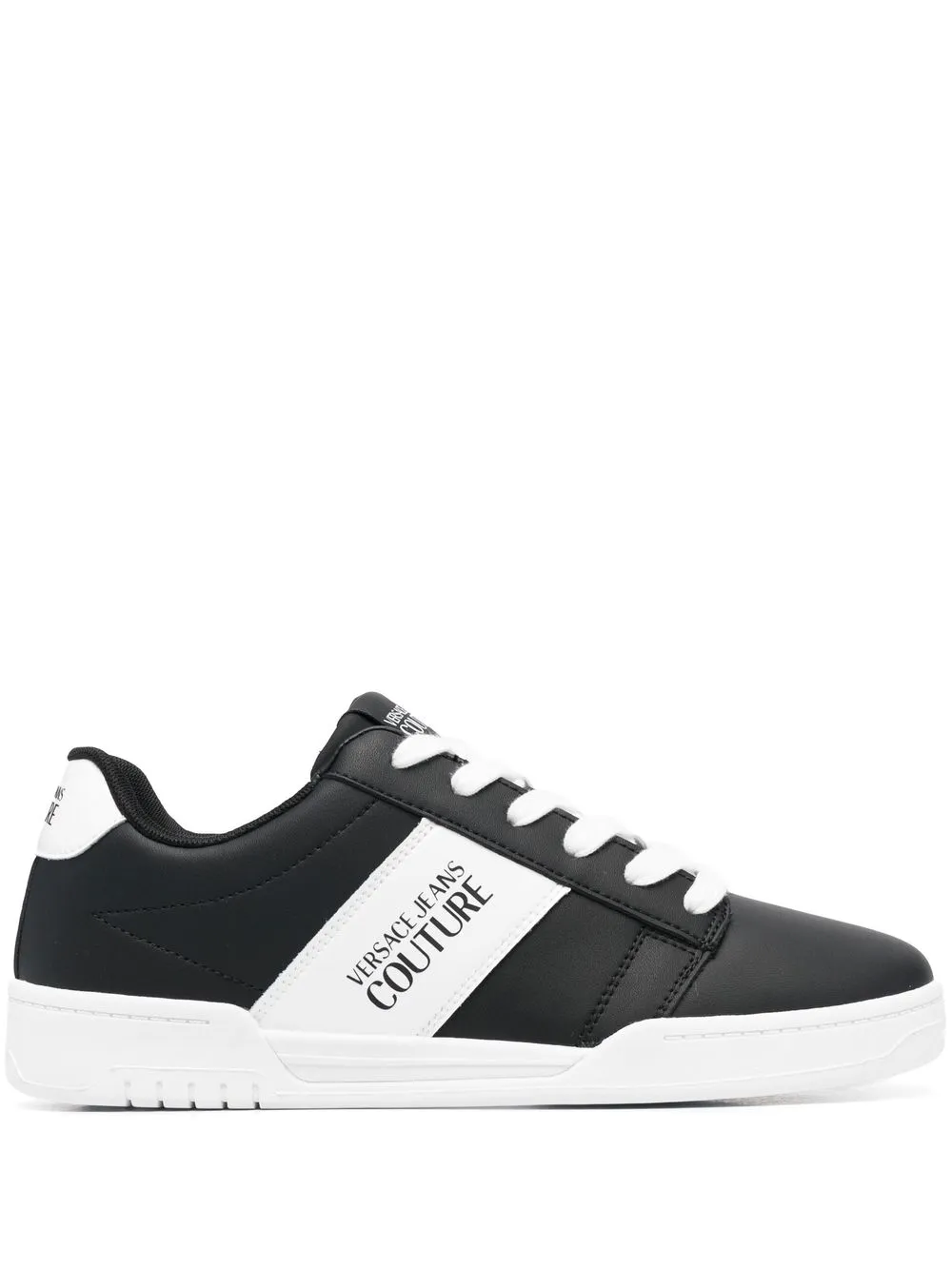 

Versace Jeans Couture logo print contrasting low-top trainers - Black