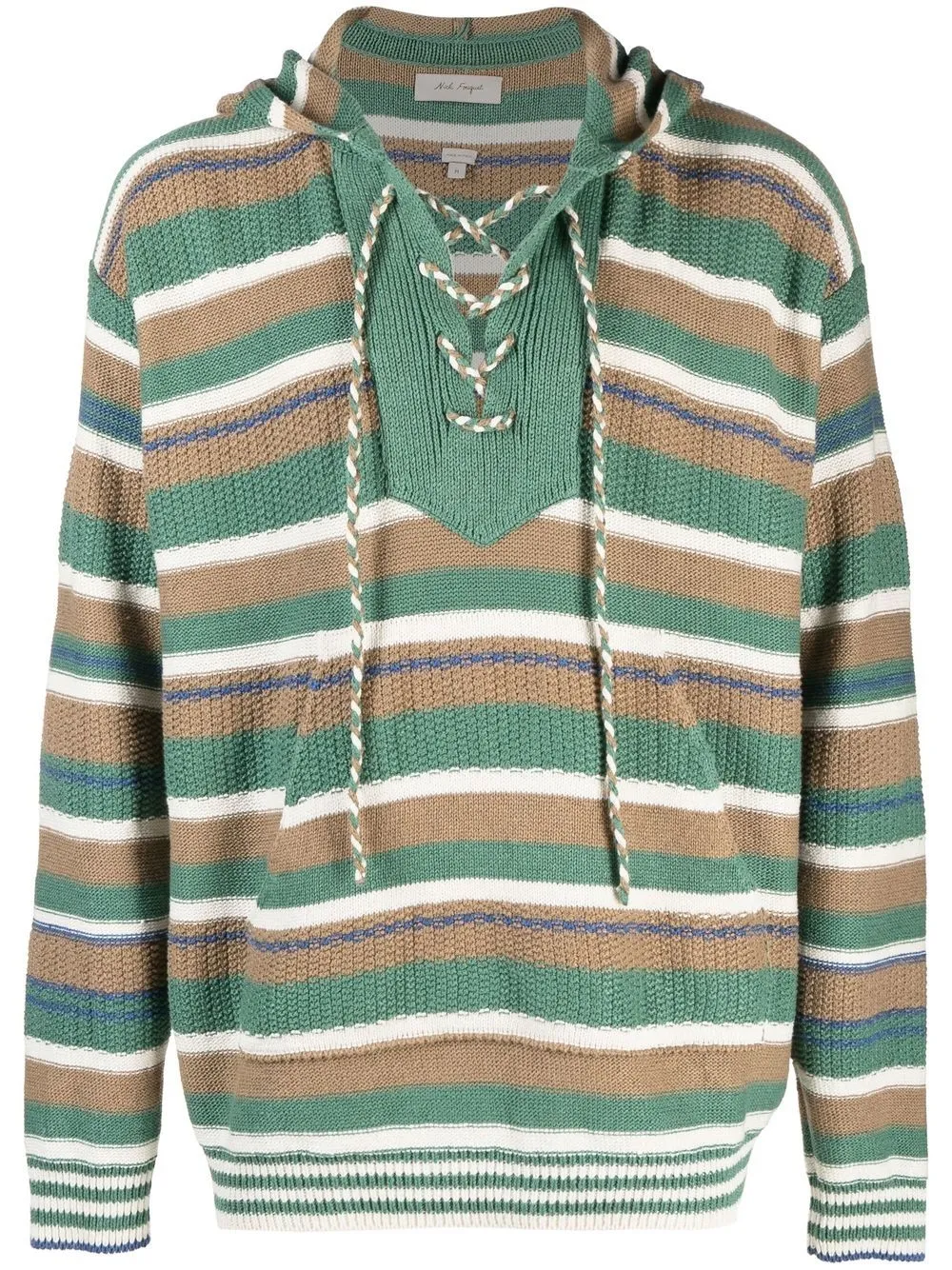 Nick Fouquet Stripe-pattern Knitted Hoodie In Green