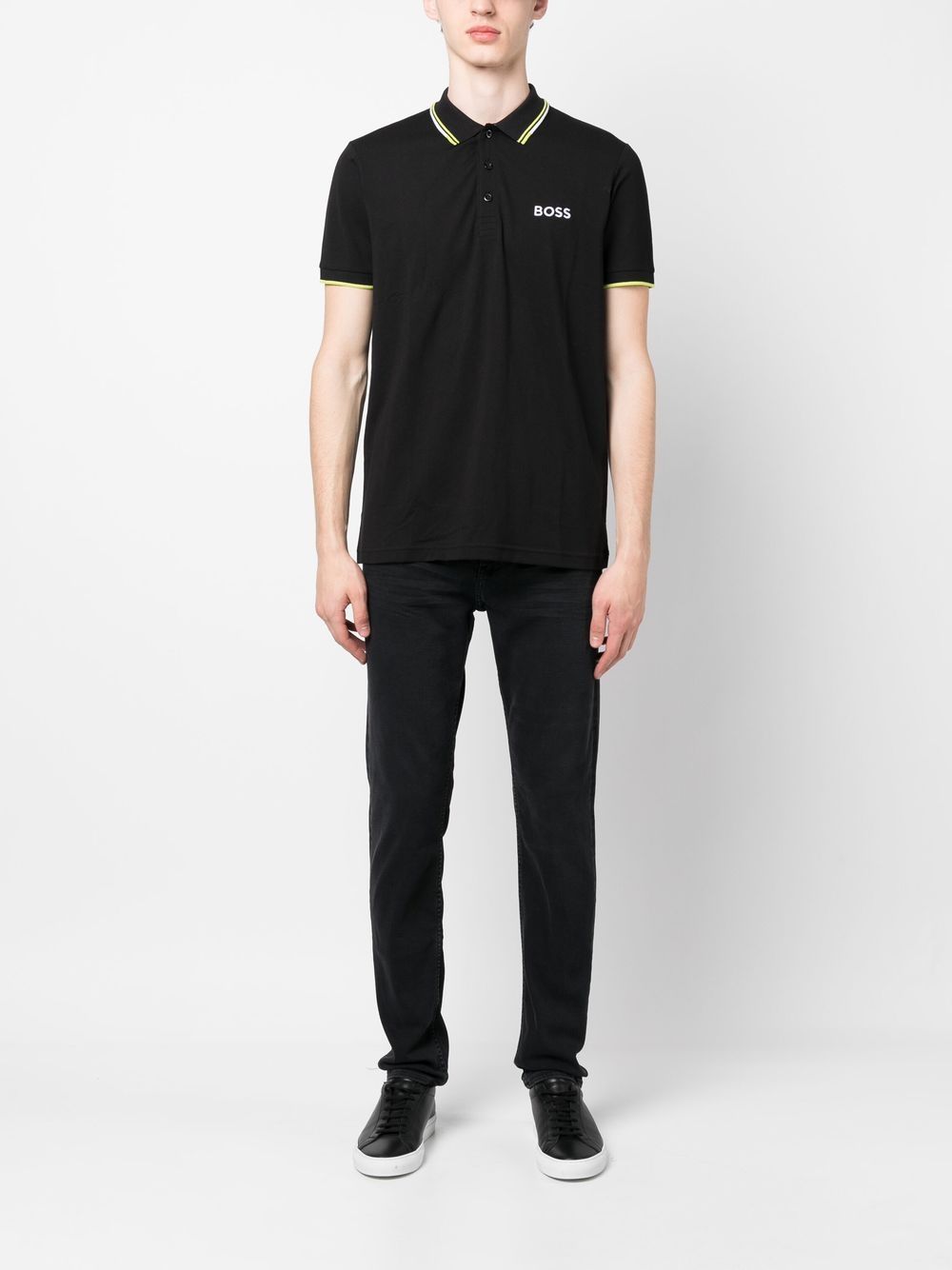 BOSS Poloshirt met geborduurd logo - Zwart