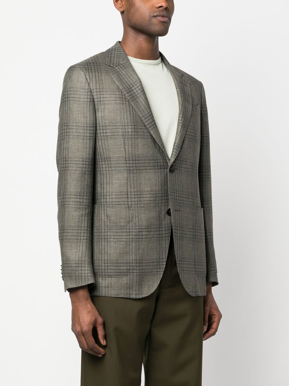 Shop Zegna Prince Of Wales-check Pattern Blazer In Green