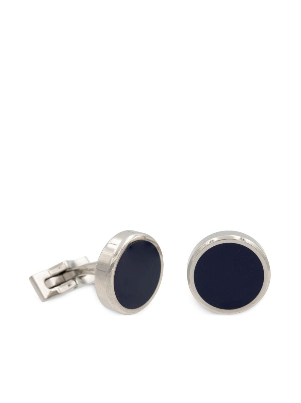 Shop St Dupont Round Lacquered-finish Cufflinks In Silver