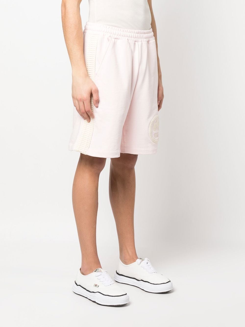 Shop Barrow Logo-patch Cotton Track Shorts In Pink