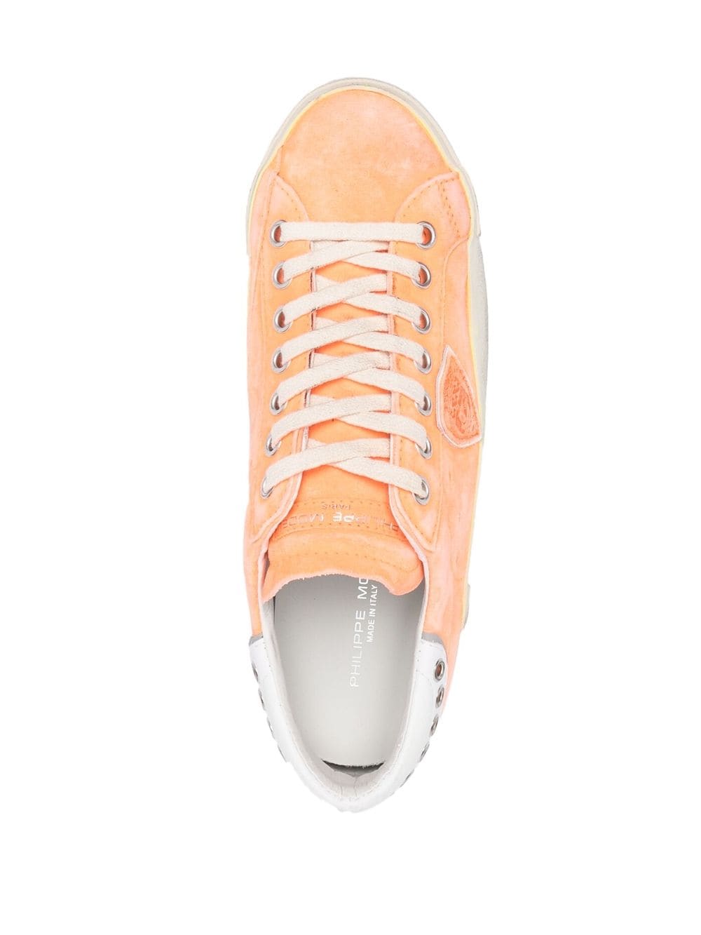 Shop Philippe Model Paris Distressed Low-top Sneakers In Orange