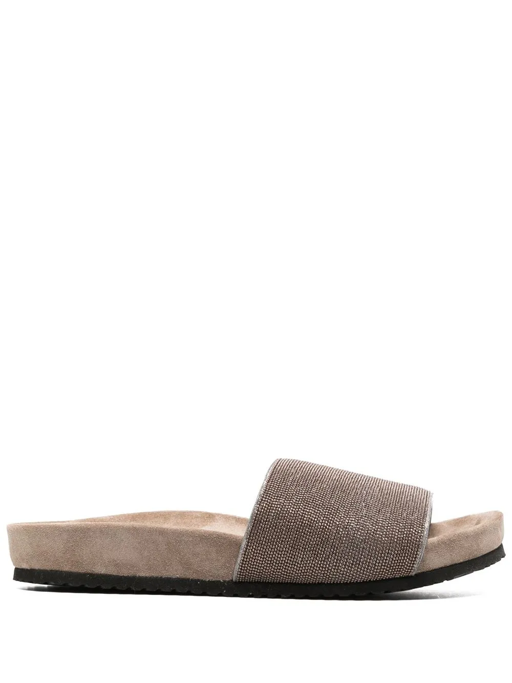 

Brunello Cucinelli monili-embellished suede slides - Brown