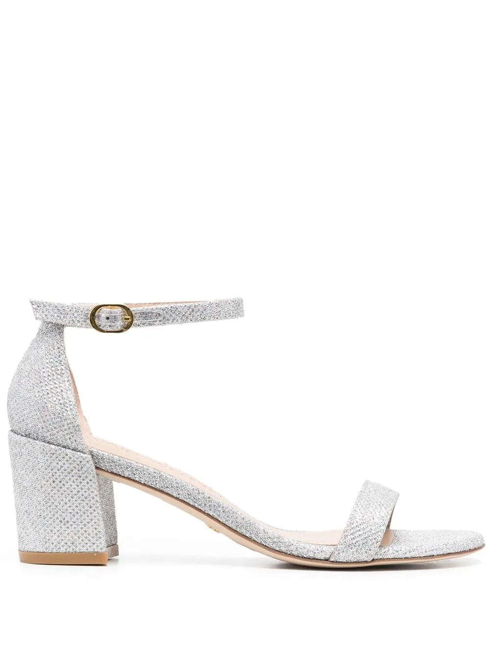 

Stuart Weitzman sandalias con puntera abierta y detalle de glitter - Plateado