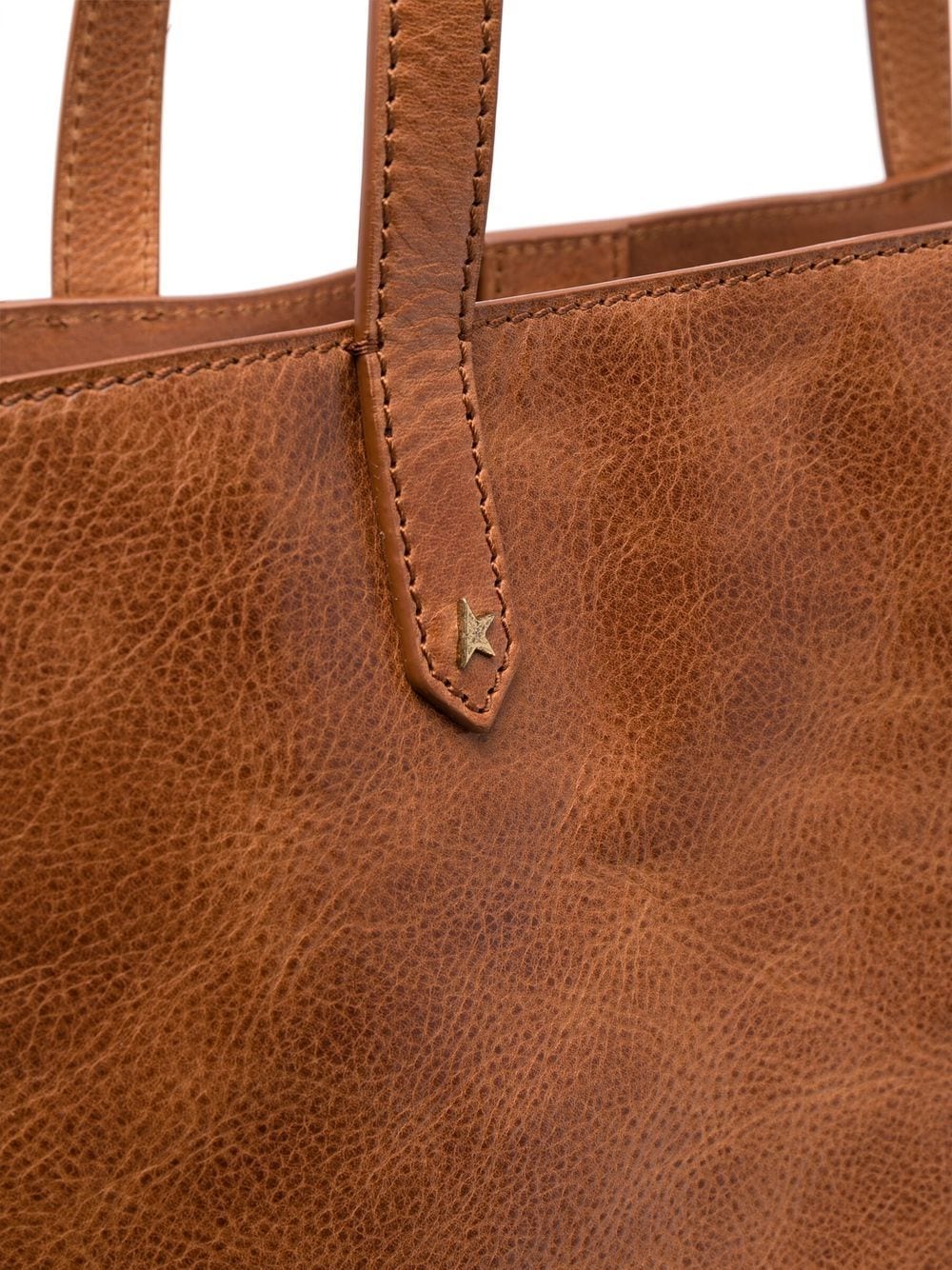 Shop Golden Goose Logo-stamp Leather Tote In Brown