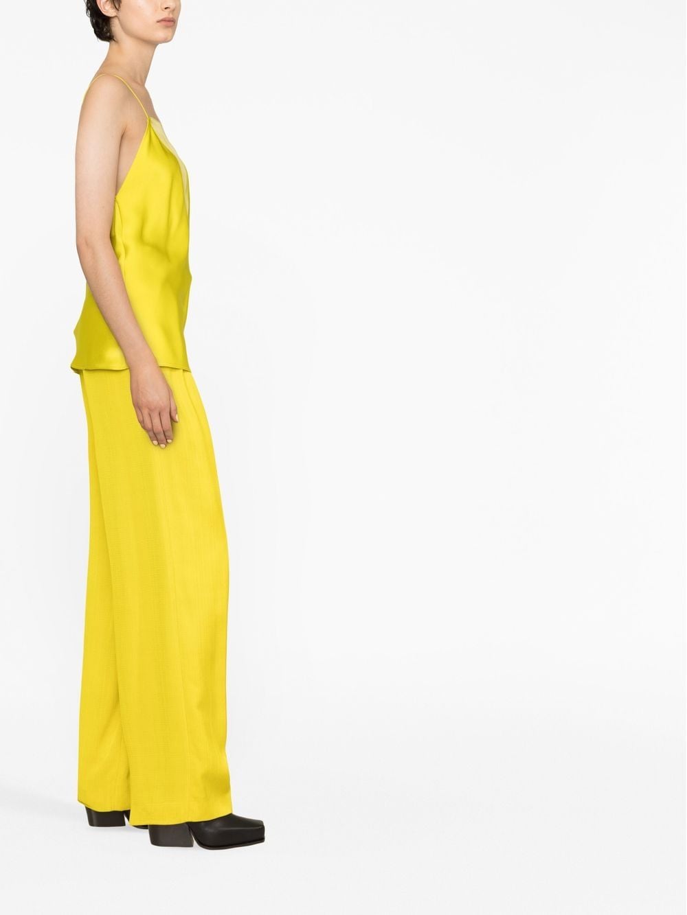 Shop Stella Mccartney Silk Mesh-panelled Camisole In Yellow