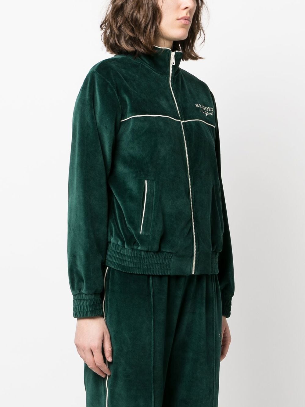 Sporty & Rich logo-print Velvet Track Jacket - Farfetch