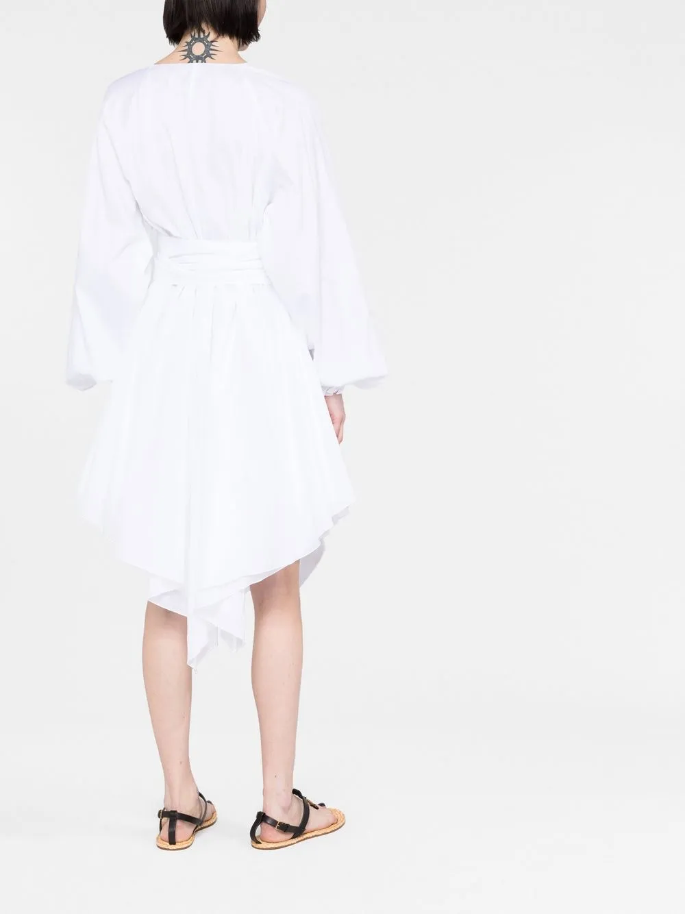 Alexandre Vauthier Ruched-detail Long-sleeve Midi Dress In White