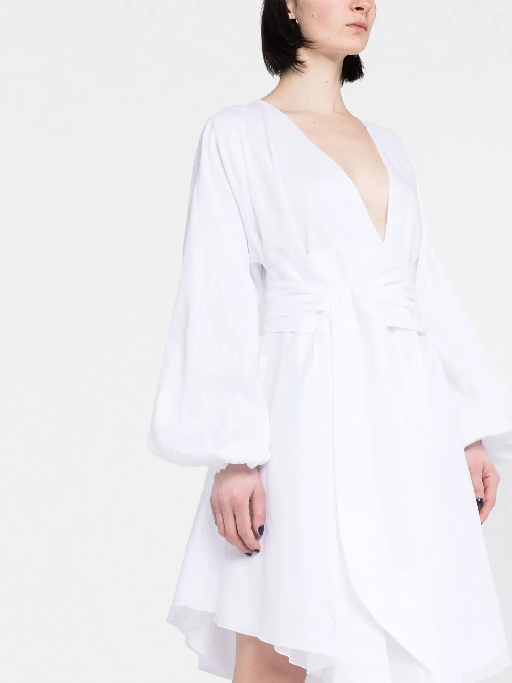 Alexandre Vauthier Ruched-detail Long-sleeve Midi Dress In White