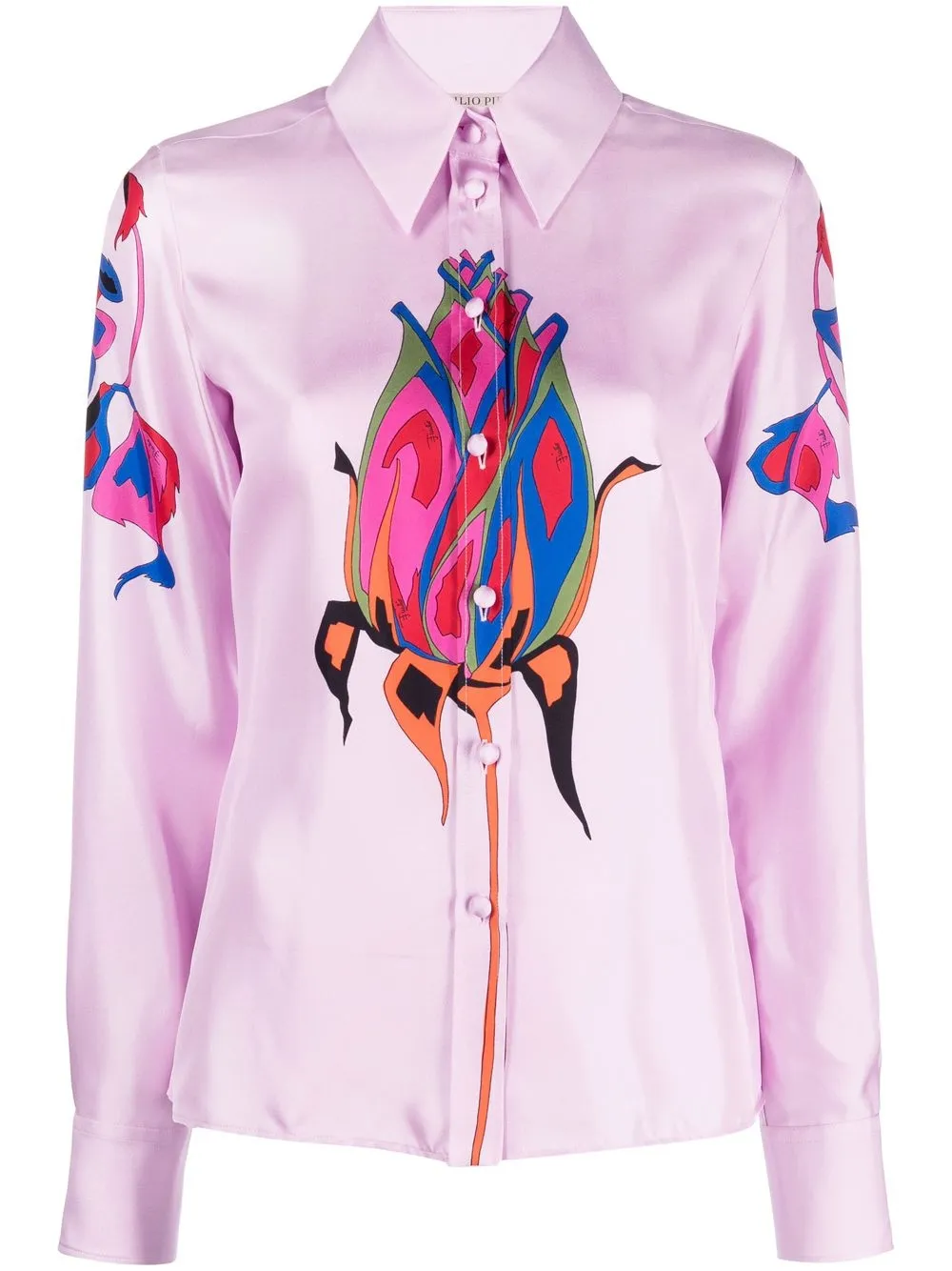 

PUCCI Rosa-print silk shirt - Purple