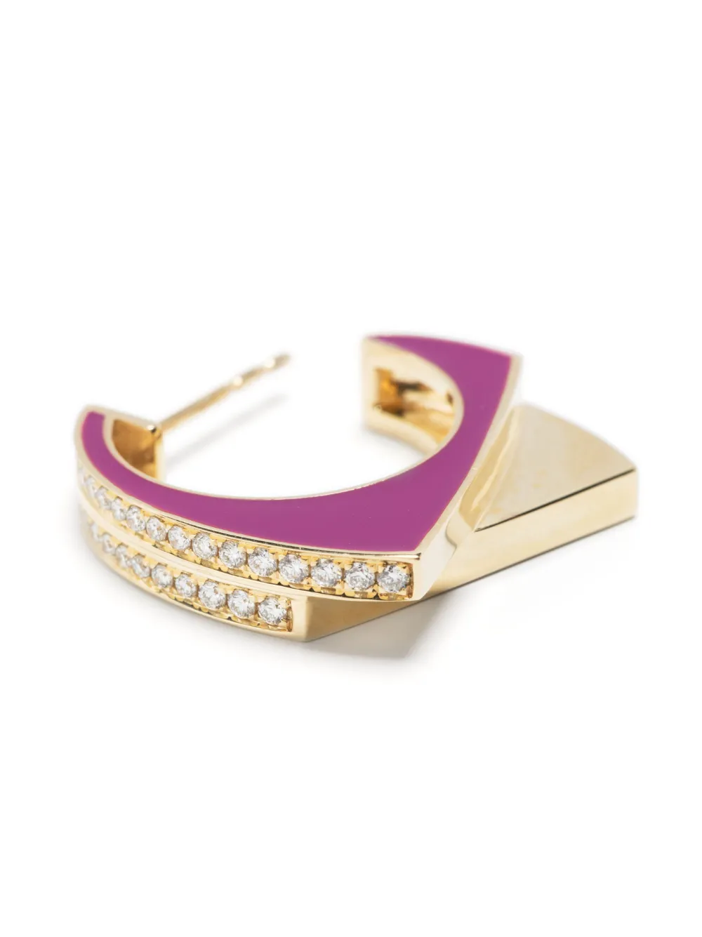  Rainbow K 9kt Yellow Gold Handcuff Diamond Earring - Purple 