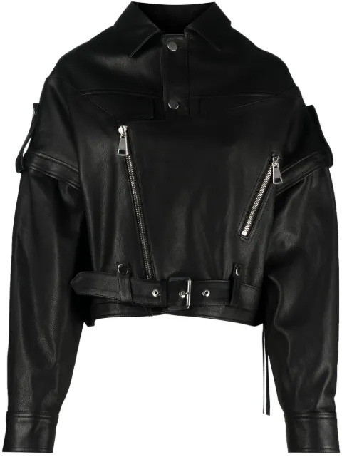 Manokhi detachable-sleeves biker jacket